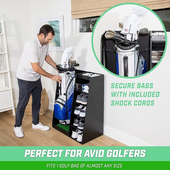 GoSports Premium Wooden Golf Bag Organizer and Storage Rack - Image 6