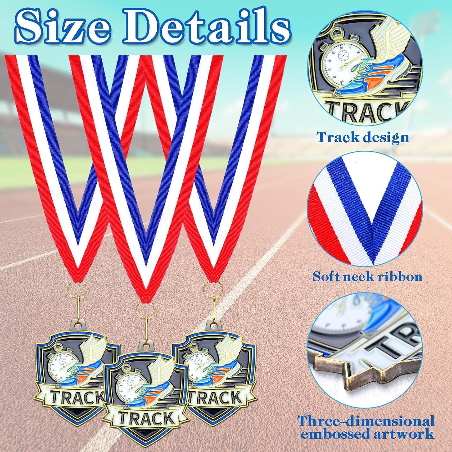 10/20 /30/40 Pcs Award Medals Bulk Sports Medals with Neck Ribbons 2.4 Inch Winner Award Trophy Prize Gift for Sports Themed Party Favors Tournaments School Match