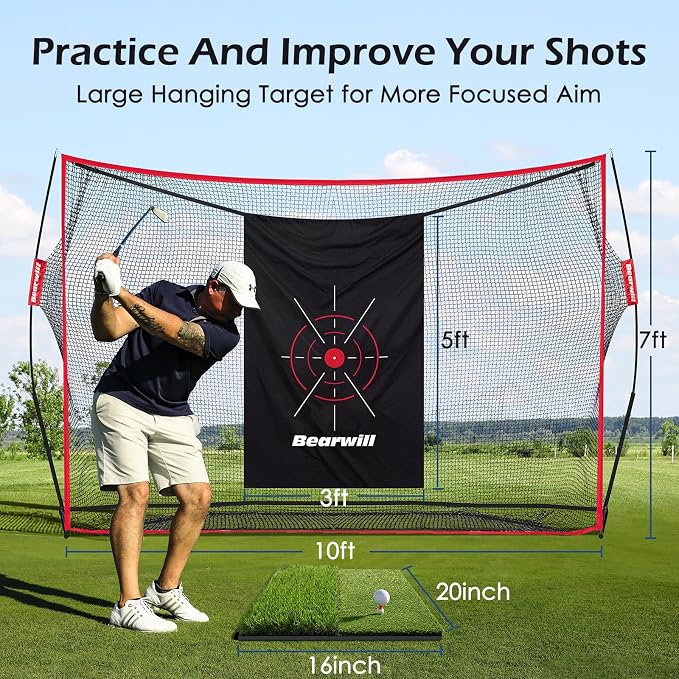 Bearwill Golf Net, 10x7ft Heavy Duty Golf Practice Nets - Image 4