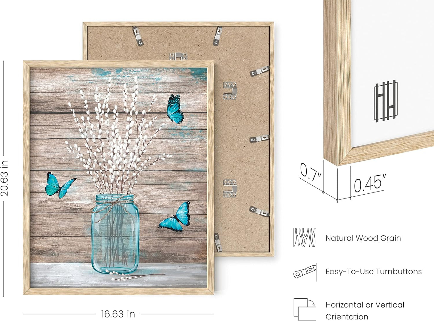 HAUS AND HUES Flower Wall Decor - Set of 4 Floral Wall Art, Framed Flower Painting, Floral Pictures for Kitchen, Bedroom, Living Room (16x20, Beige Frame)