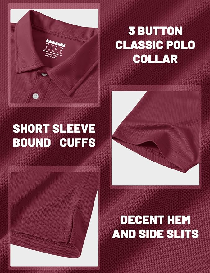 MAGCOMSEN Men's Polo Shirts 3 Buttons Casual Work T Shirts Quick Dry Short - Image 6