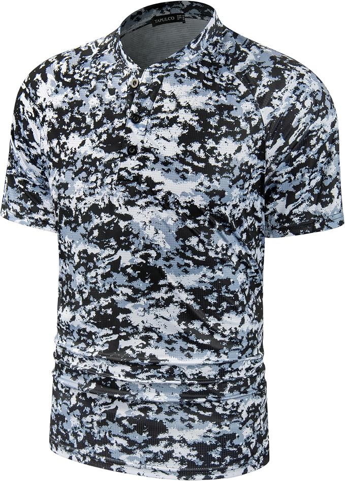 TAPULCO Mens Collarless Golf Shirts Short Sleeve Dry Fit Stretch Casual - Image 2