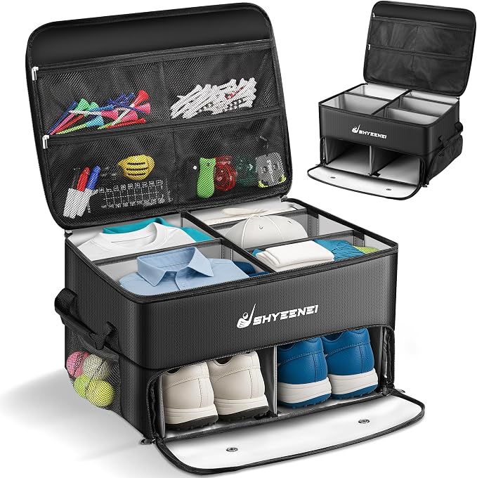Golf Trunk Organizer, Improved Version 2-Layer Golf Storage Locker, by Unknown