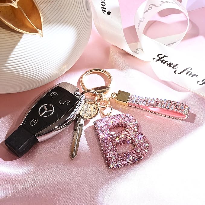 Pink Blue White Initial Letter Keychain Gift - Image 6