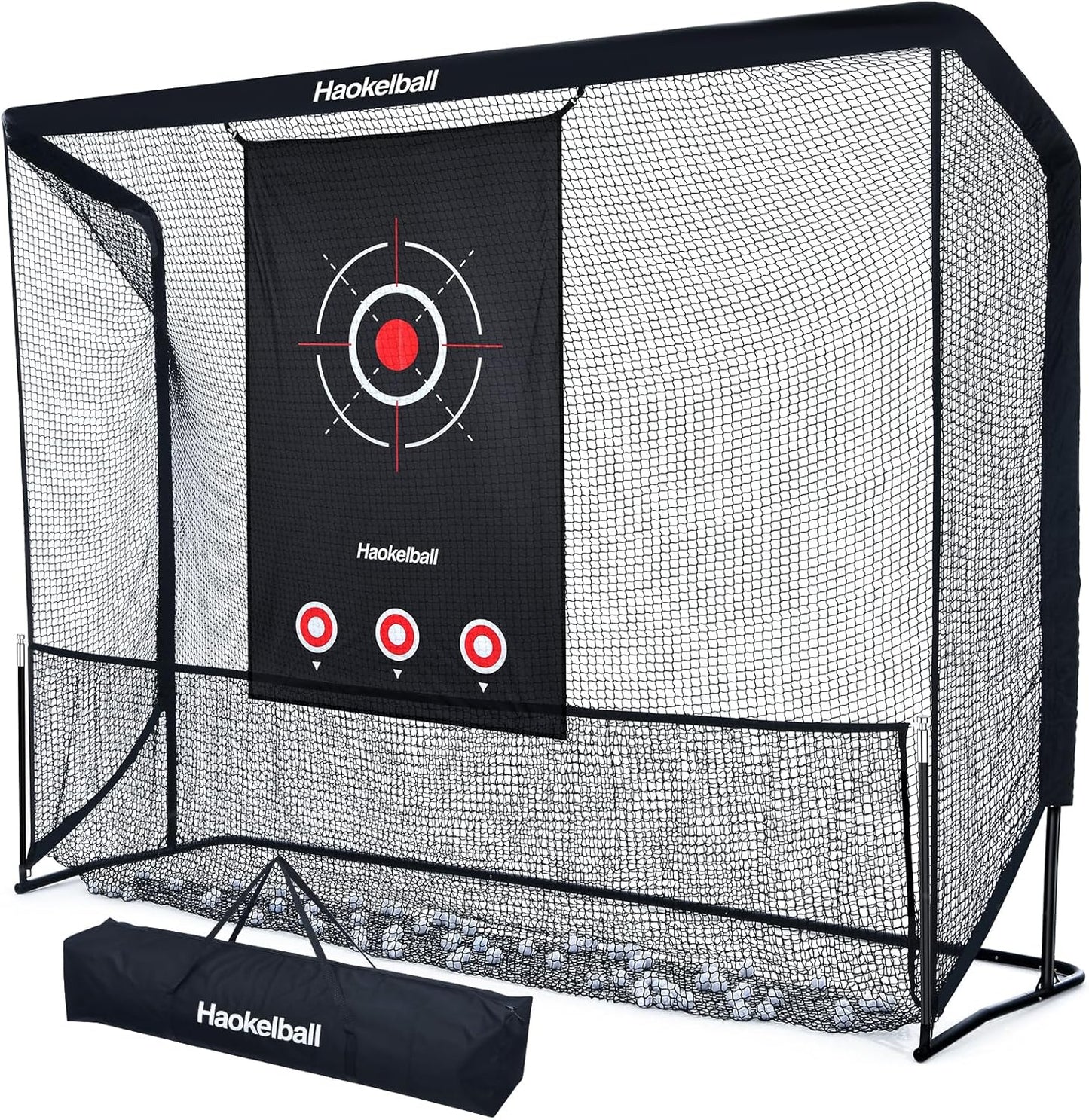 Haokelball Golf Practice Net - 10x7.5ft Hitting Net with Target Cloth for Indoor or Outdoor Use, Heavy Duty with Carry Bag