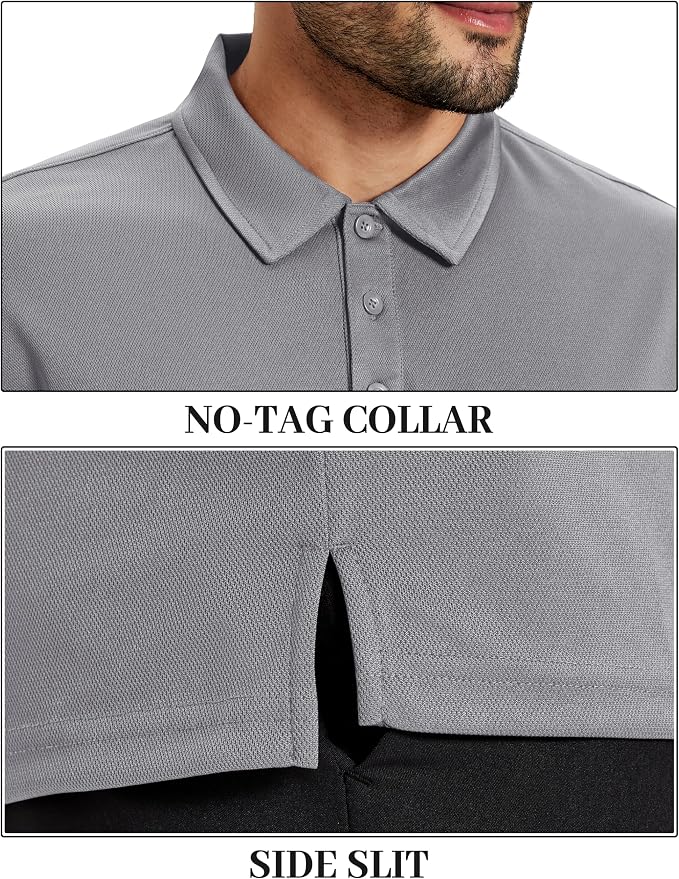 TACVASEN Mens Polo Shirts Short Sleeve Dry Fit Performance Breathable Golf Shirt - Image 3