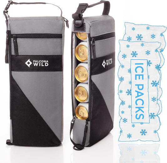 Golf Cooler Bag Plus 2 Ice Packs - Keeps Drinks Cold for Hours - Holds 6 Cans - Fits Discreetly in Golf Bags - Insulated Beer Sleeve and Cooler Accessories