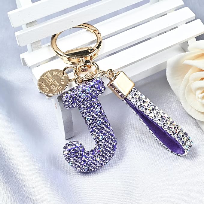 Pink Blue White Initial Letter Keychain Gift - Image 4