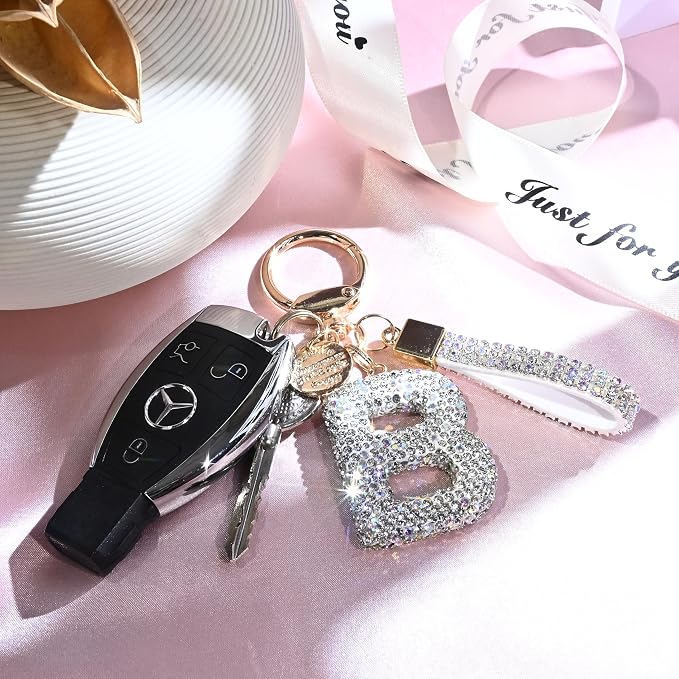 Pink Blue White Initial Letter Keychain Gift - Image 6