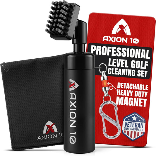 Golf Club Cleaner Brush – Premium Leak-Proof Water Golf Brush with Magnetic Clip & 13″ Towel, Nylon Bristle, Groove Cleaner Golf Club Cleaning Kit – Men’s Golf Accessories for Golfers