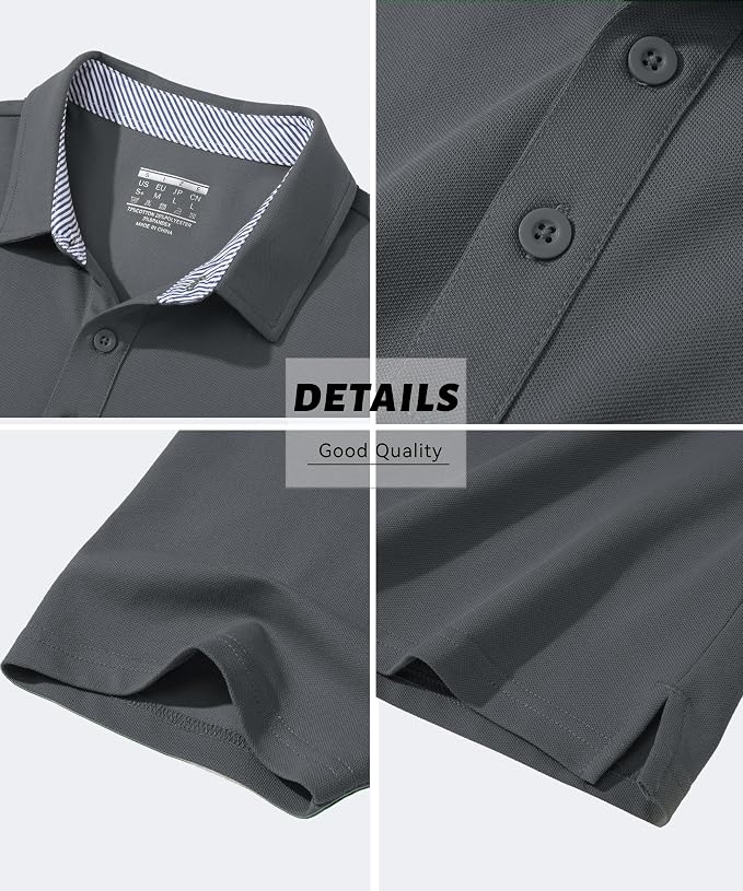 MAGCOMSEN Men's Polo Shirts Short Sleeve Cotton Pique 3 Button Classic Fit - Image 6