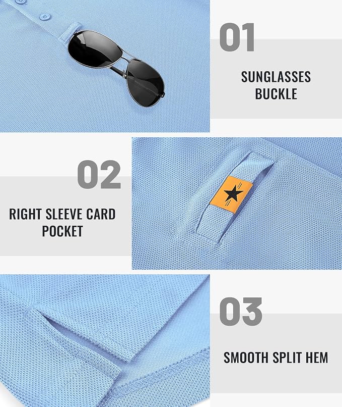 Men's Long Sleeve Polo Shirts 3 Button Down - Image 3