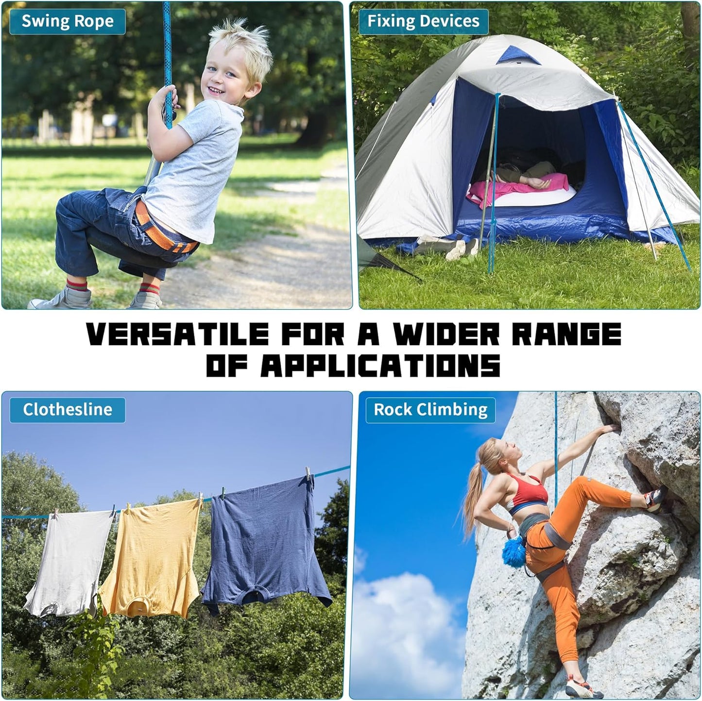 1/2 Inch 150ft Double Braided Polyester Arborist Rope, Heavy Duty Nylon Rope for Anchor, Tree Work, Cargo, Pulling, Sailing (Blue)