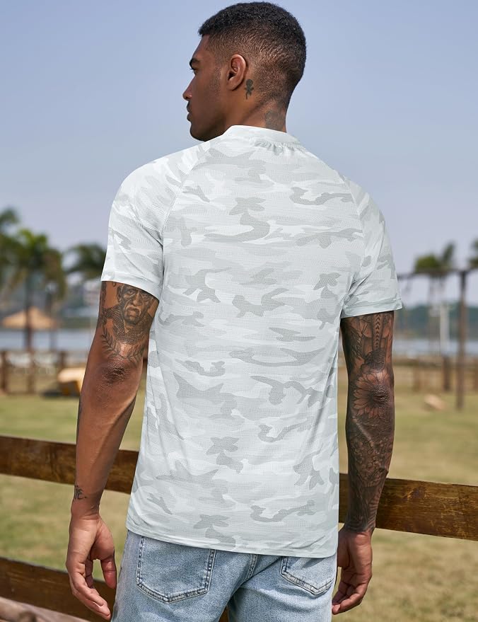 TAPULCO Mens Collarless Golf Shirts Short Sleeve Dry Fit Stretch Casual - Image 5