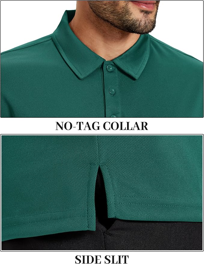 TACVASEN Mens Polo Shirts Short Sleeve Dry Fit Performance Breathable Golf Shirt - Image 3