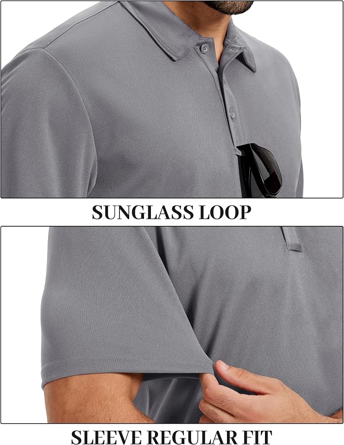 TACVASEN Mens Polo Shirts Short Sleeve Dry Fit Performance Breathable Golf Shirt - Image 4