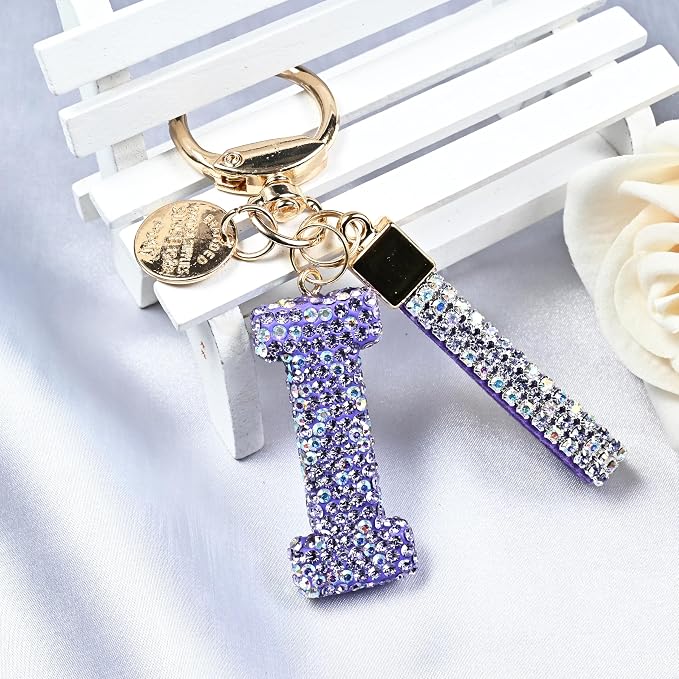 Pink Blue White Initial Letter Keychain Gift - Image 4