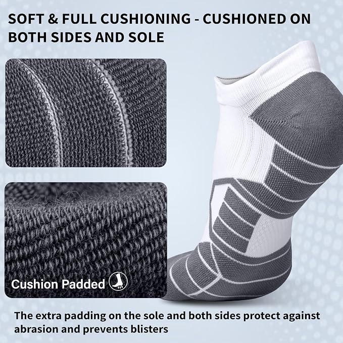 Hylaea Athletic Running Socks Cushion Padded Moisture Wicking Low Cut - Image 3