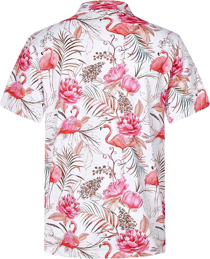 zeetoo Men's Polo Shirts Hawaiian Golf Polos Shirts Short Sleeve Performance - Image 2