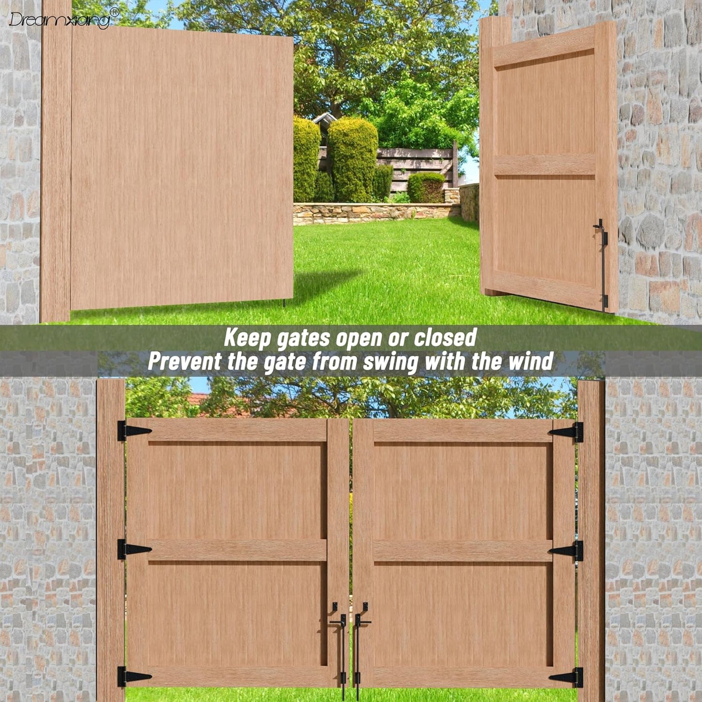 24" Heavy Duty Cane Bolt Gate Drop Rod Extra Thick Hardware Ground Latch for Wood PVC Vinyl Metal Fences Gates, Double Doors, Black Solid Steel-1 Pack