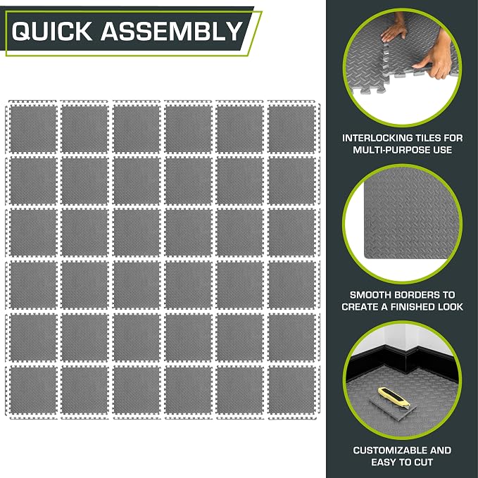 ProsourceFit Puzzle Exercise Mat ½ in, EVA Interlocking Foam Floor Tiles - Image 7