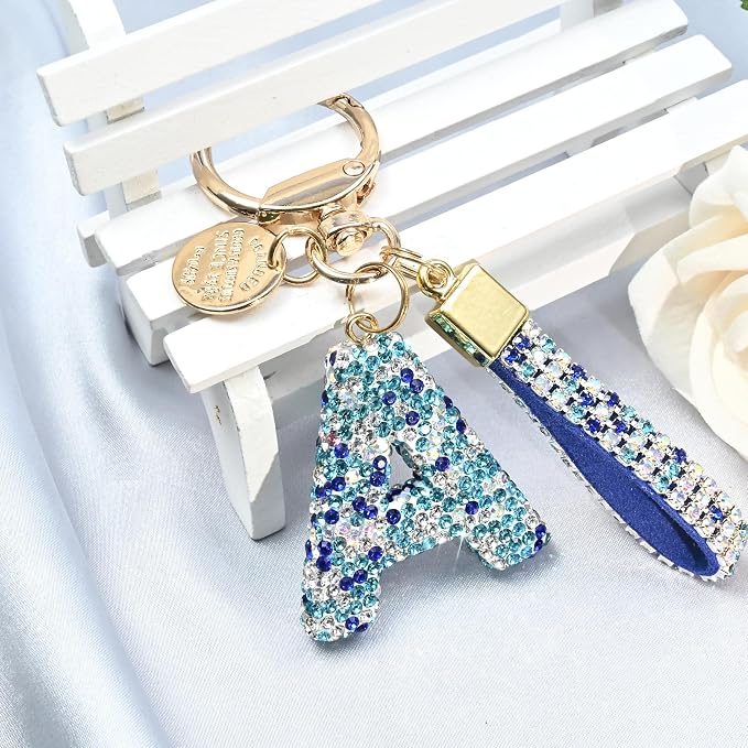Pink Blue White Initial Letter Keychain Gift - Image 4