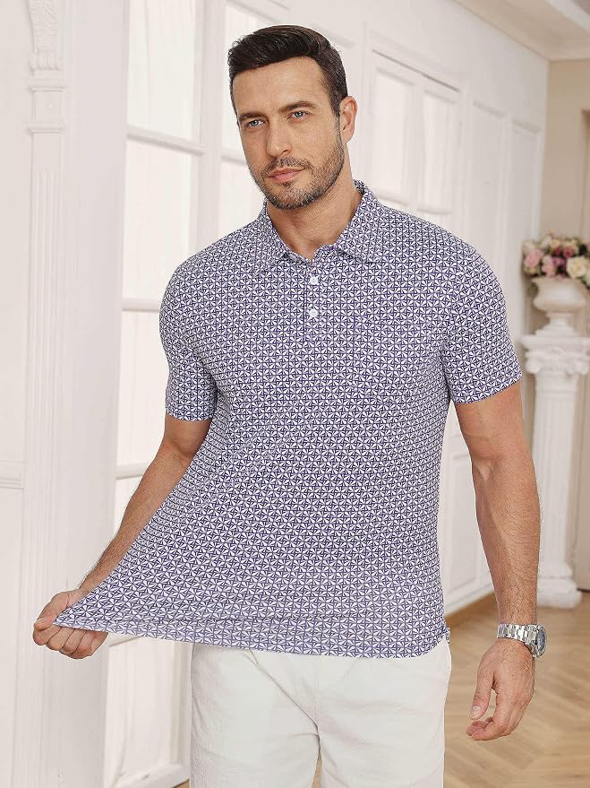 Lexiart Mens Golf Shirt Short Sleeve Dry Fit Print Moisture Wicking Performance - Image 4