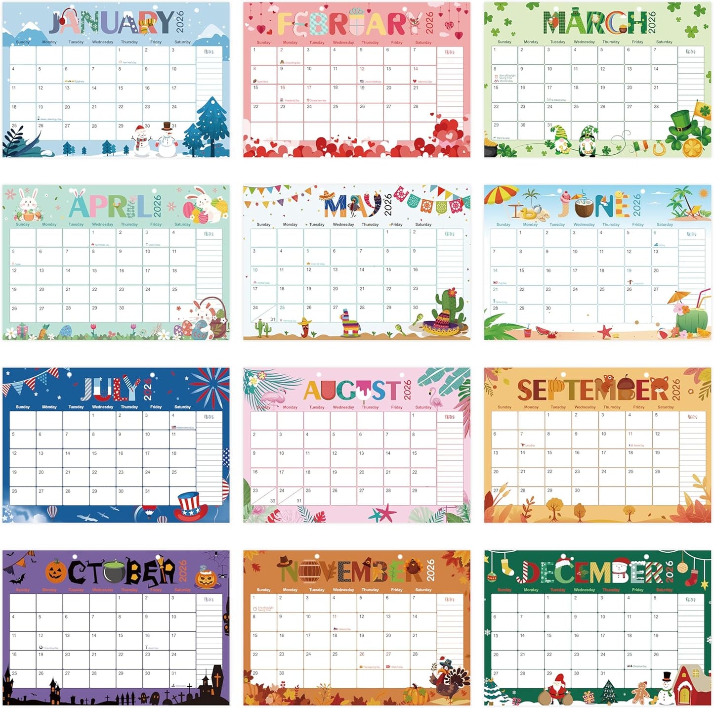 Guasslee Desk Calendar 2026-2027, 18-Month from 2026 Jan. - 2027 Jun, 17"x11.5" Large Monthly Desk Planner with Corner Protectors, Ample Blocks ＆ Notes for Home Office