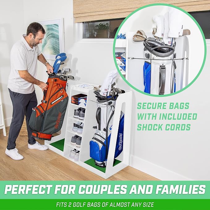 GoSports Premium Wooden Golf Bag Organizer and Storage Rack - Image 6