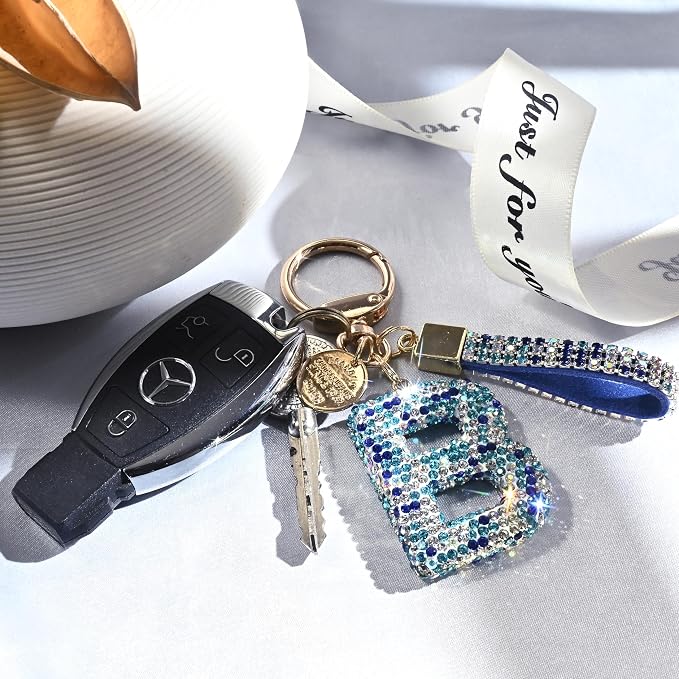 Pink Blue White Initial Letter Keychain Gift - Image 6