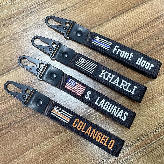 Custom Keychain, Personalized Key Tag Embroidery USA Flag Name - Image 6