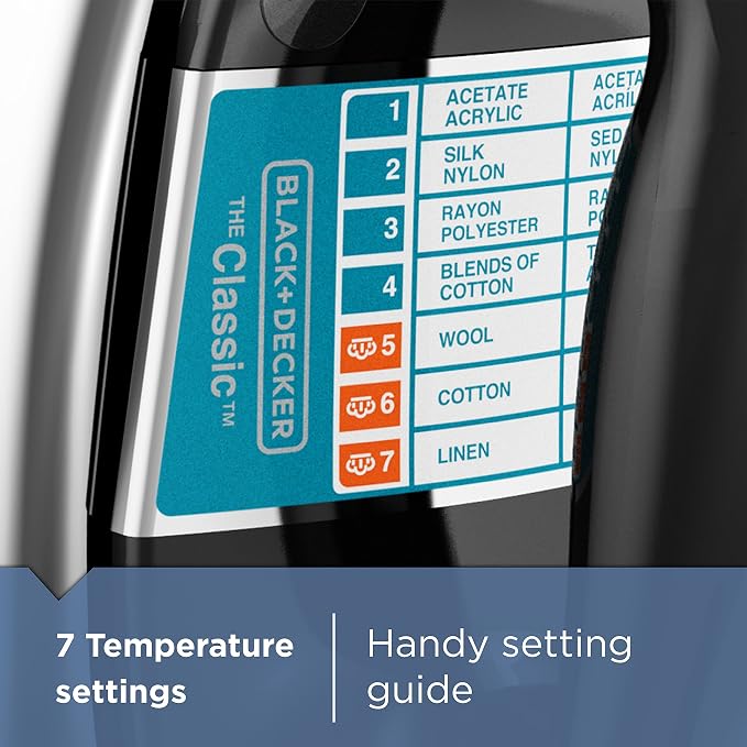 BLACK+DECKER The Classic Iron, Aluminum Soleplate, Steam or Dry Ironing - Image 2
