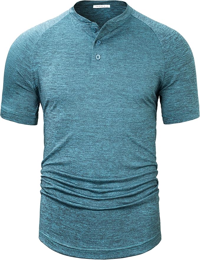 TAPULCO Mens Collarless Golf Shirts Short Sleeve Dry Fit Stretch Casual by TAPULCO