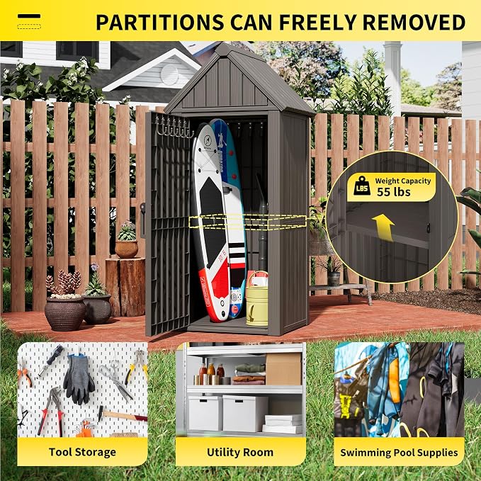 Fancyango Outdoor Resin Storage Shed, Upgrade Sturdy Storage Cabinet - Image 4