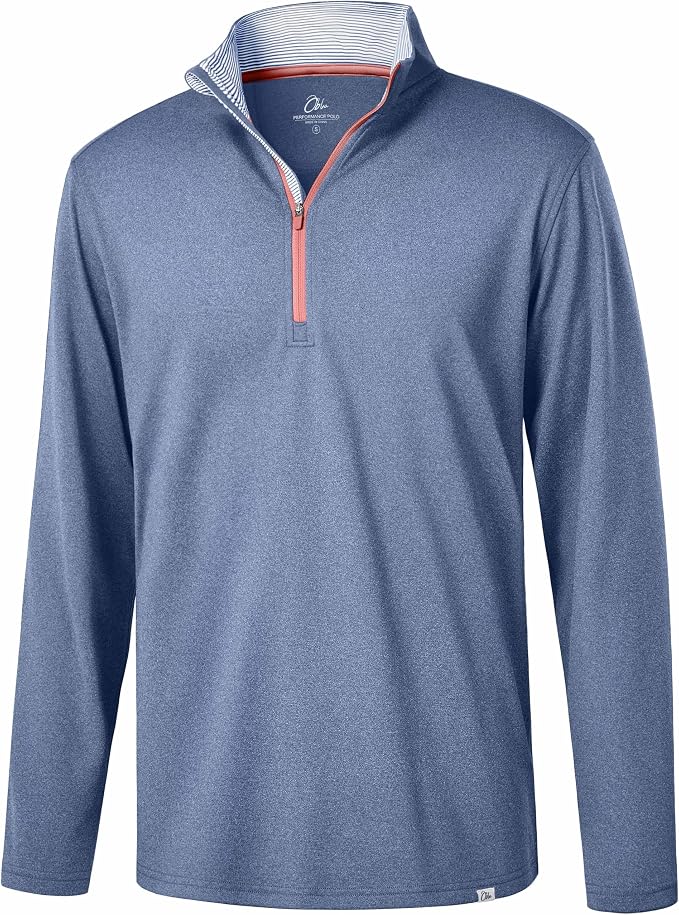 Obla Golf Quarter Zip Pullover Men Fleece Mock Neck Sweatshirt Winter Warm 1/4 by OBLA