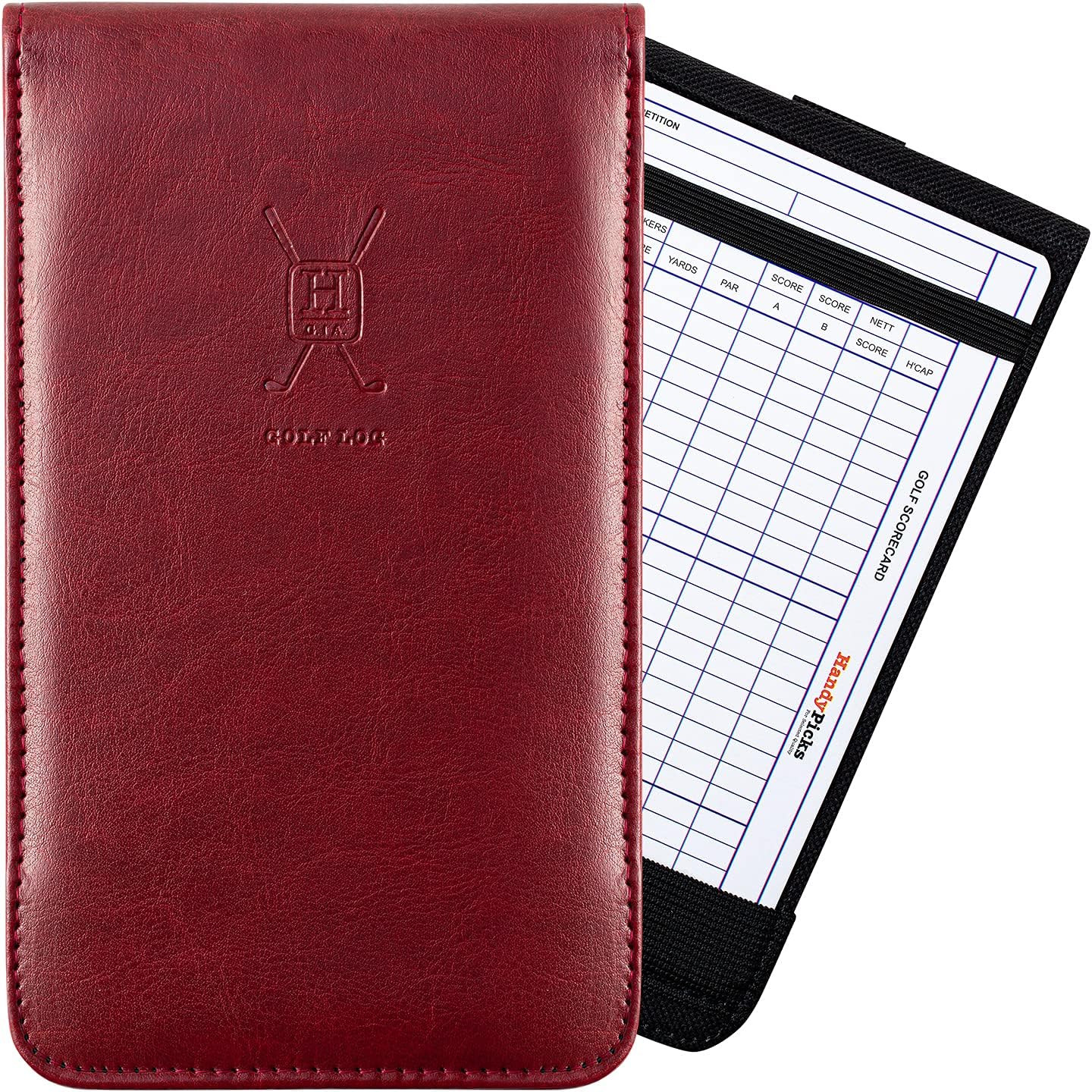 Handy Picks Leather Golf Scorecard Holder | Yardage Book Cover | Scorecard n Pencil Included