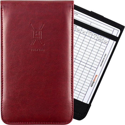 Handy Picks Leather Golf Scorecard Holder | Yardage Book Cover | Scorecard n Pencil Included
