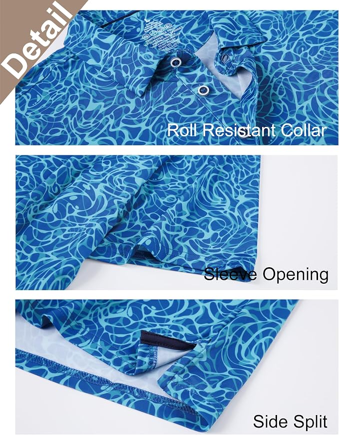 Esabel.C Golf Shirts for Men Dry Fit Performance Short Sleeve Print Moisture - Image 3