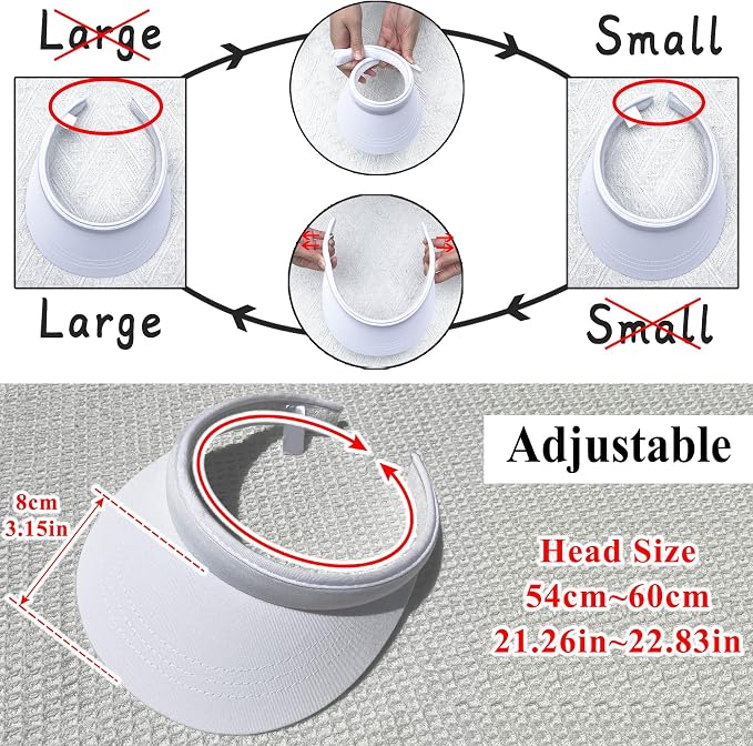 3 Pack Sports Sun Visor Hat Women Men Adjustable Clip On Visors Outdoor Golf - Image 5