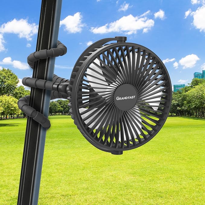 10000mAh Rechargeable Golf Cart Fan, 50H Run, Compatible by GRANDFAST