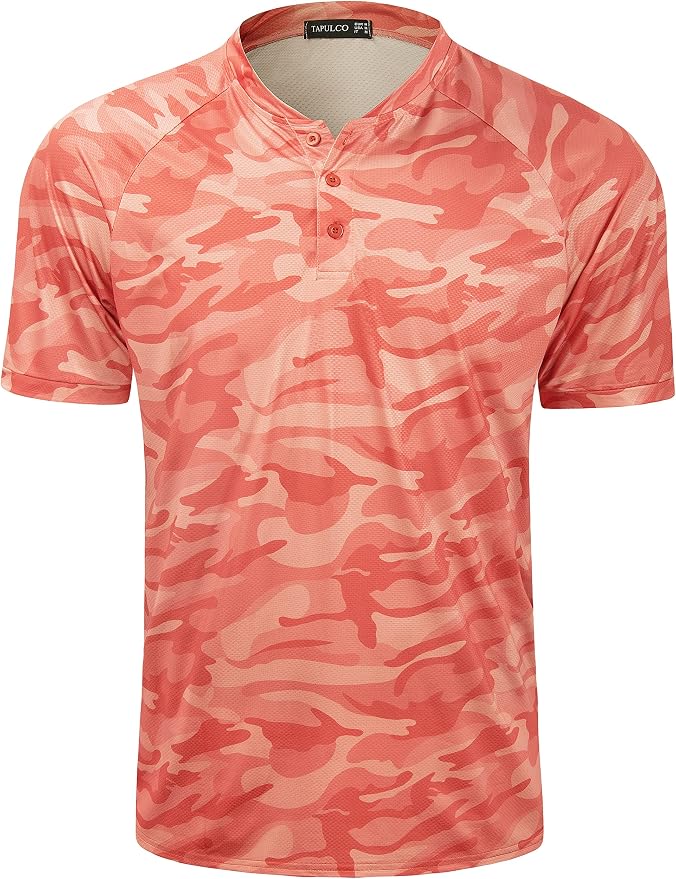 TAPULCO Mens Collarless Golf Shirts Short Sleeve Dry Fit Stretch Casual by TAPULCO