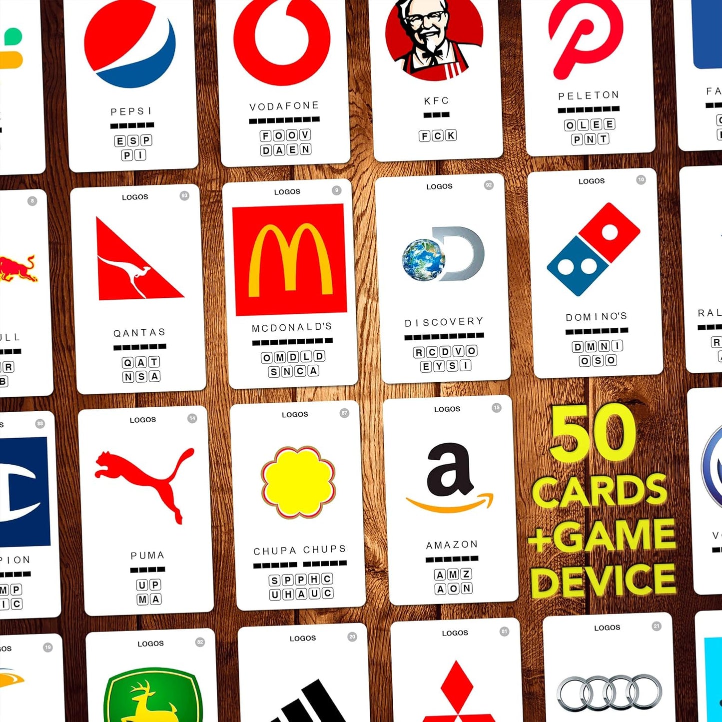 100 PICS Logos Travel Game - Guess 100 Logos | Flash Cards with Slide Reveal Case | Card Game, Gift, Stocking Stuffer | Hours of Fun for Kids and Adults | Ages 6+