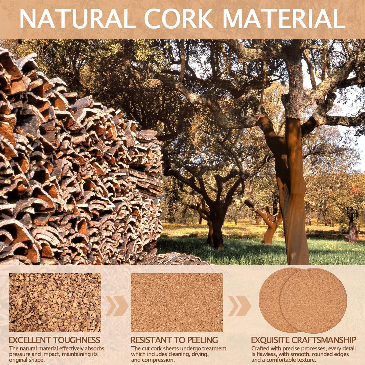 24 Pieces Cork Coasters for Drinks, GOH DODD Thicken Absorbent Blank Coasters for DIY Crafts Laser Engraving Sublimation Wood Burning Plants Painting Housewarming Gifts Wedding, Round, 4 Inch