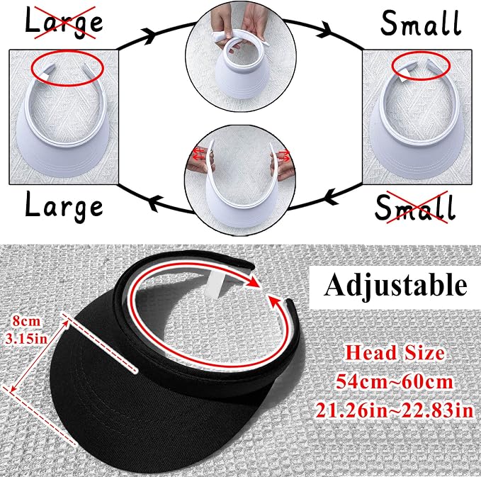 3 Pack Sports Sun Visor Hat Women Men Adjustable Clip On Visors Outdoor Golf - Image 6