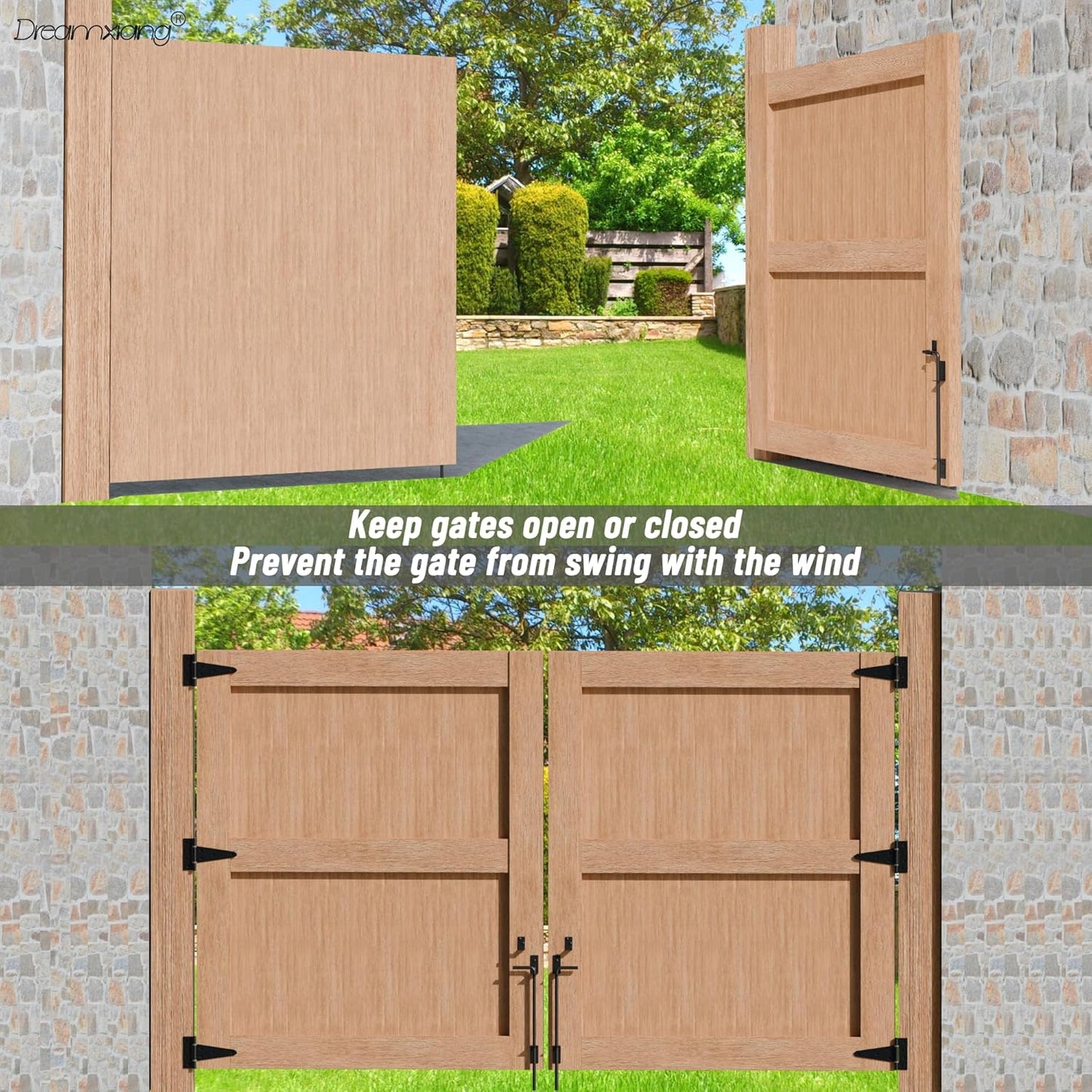 24" Heavy Duty Extra Thick Cane Bolt Gate Drop Rod Hardware Ground Latch for Wood PVC Vinyl Metal Fences Gates, Double Doors, Black Solid Steel-2 Pack