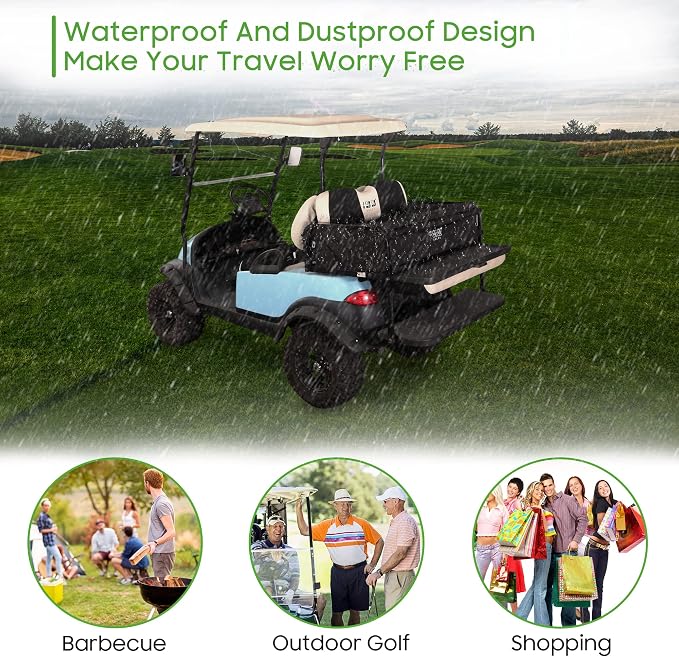 10L0L 4-Passenger Golf Cart Storage Bag, 800D PVC Dustproof Rear Bench Bag - Image 8