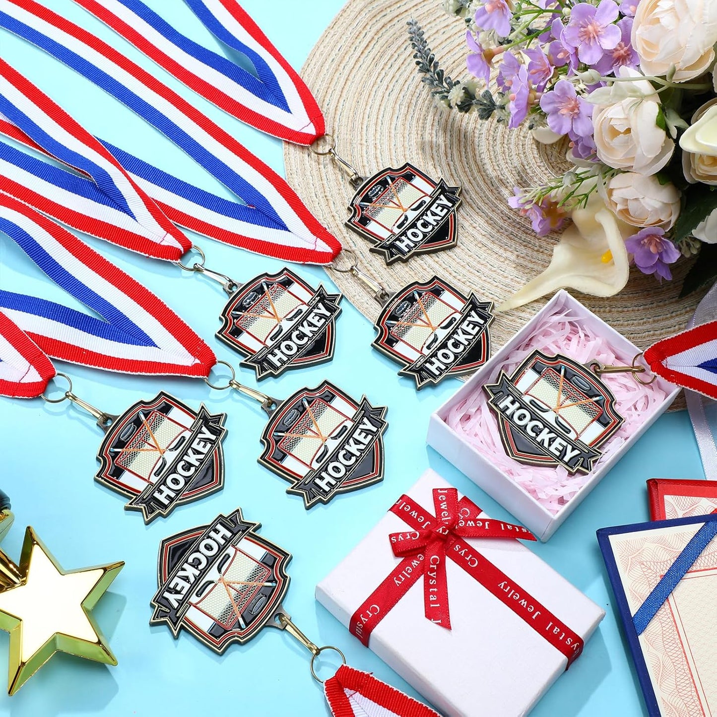 10/20 /30/40 Pcs Award Medals Bulk Sports Medals with Neck Ribbons 2.4 Inch Winner Award Trophy Prize Gift for Sports Themed Party Favors Tournaments School Match