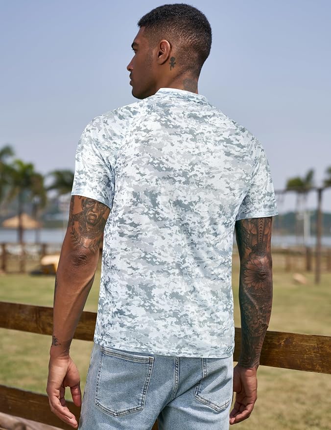 TAPULCO Mens Collarless Golf Shirts Short Sleeve Dry Fit Stretch Casual - Image 4