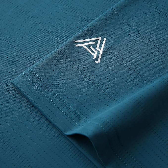 Esabel.C Jacquard Golf Shirts for Men Moisture Wicking Short Sleeve Performance - Image 3