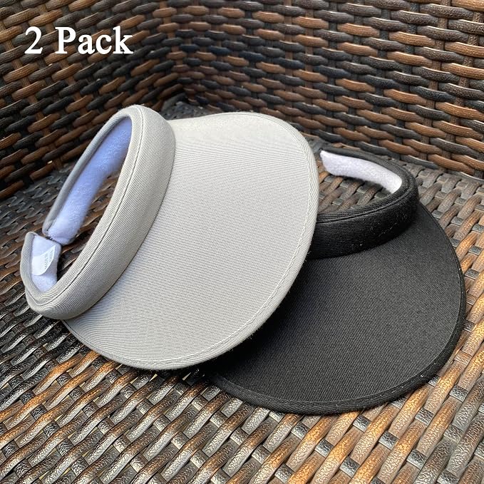 2 Pack Sun Visor Hats Women Men Clip On Wide Brim Visors Hat Outdoor Sports - Image 2